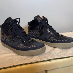 Jimmy Choo High-Top Studded Sneakers, Navy Blue Men's 9.5